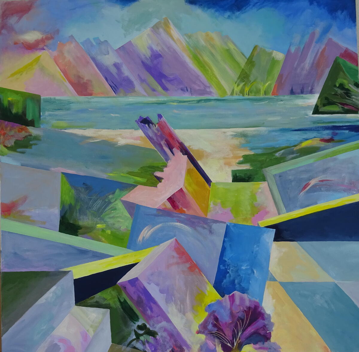 La Plage, 80 x 80 cm, Acrilico su tela